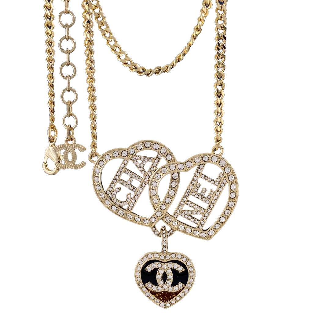 CCN127 Full crystal diamond heart pendant necklace - ccfashionjewelry