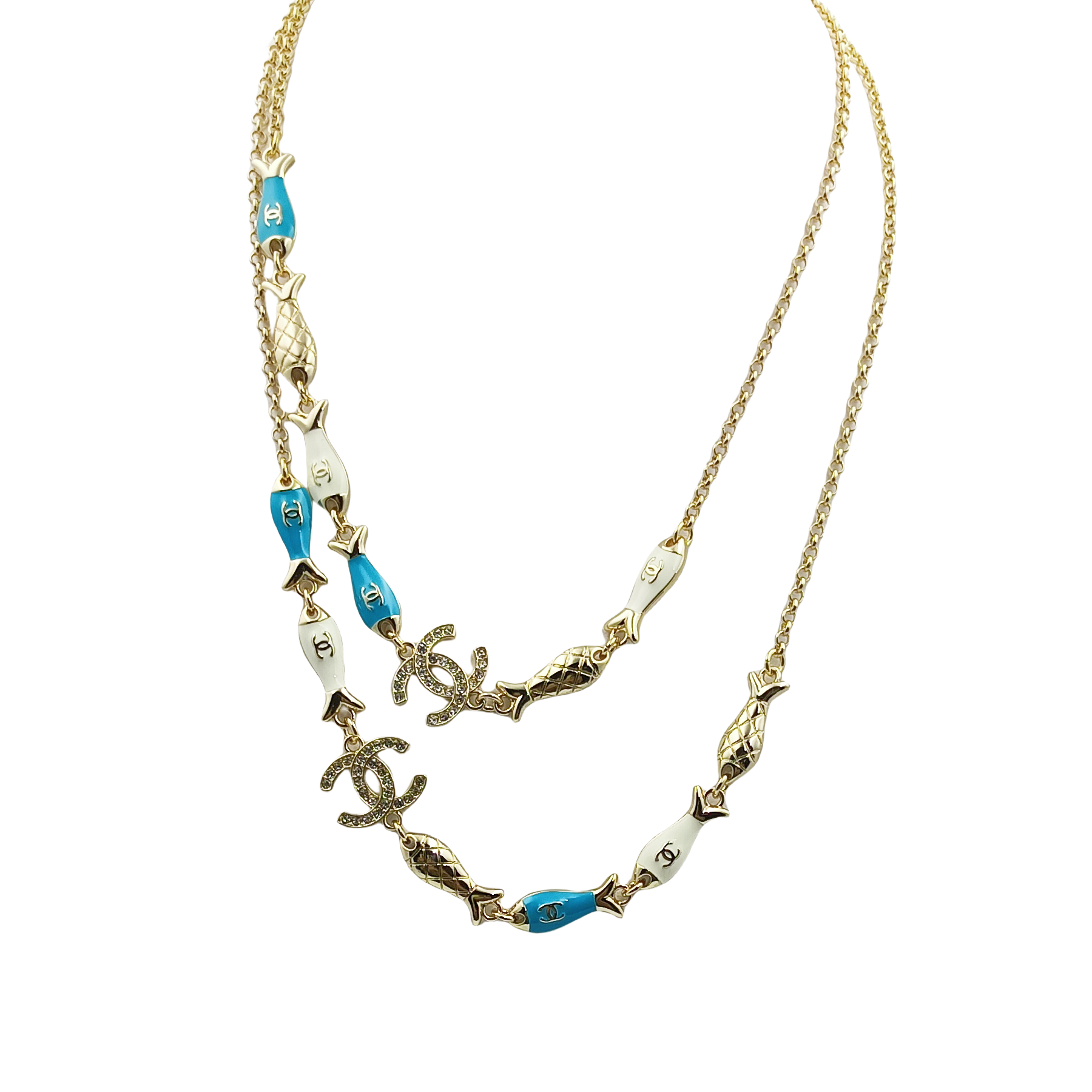 CCL091 Chanel Marine element enamel long chain sweater necklace - ccjewelryacc