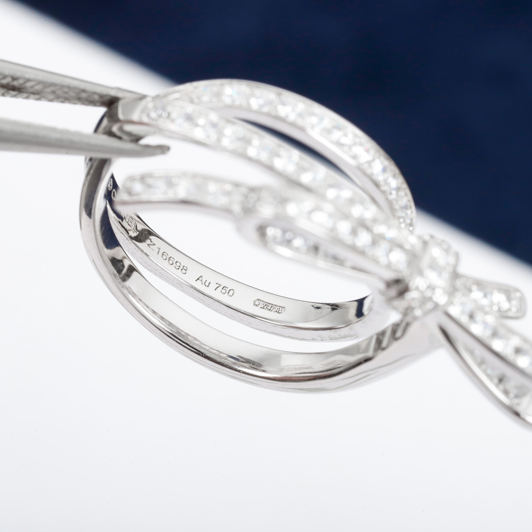 CCRS011 18k white gold diamond Chanel Ruban ring - ccfashionjewelry