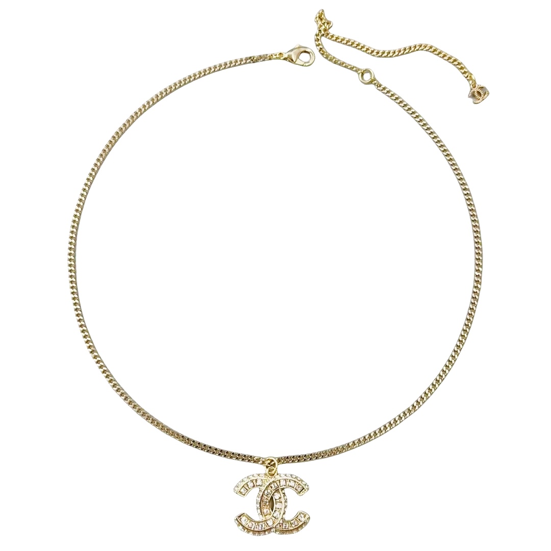 CCN354 Crystal CC Logo Pendant Necklace - ccjewelryacc