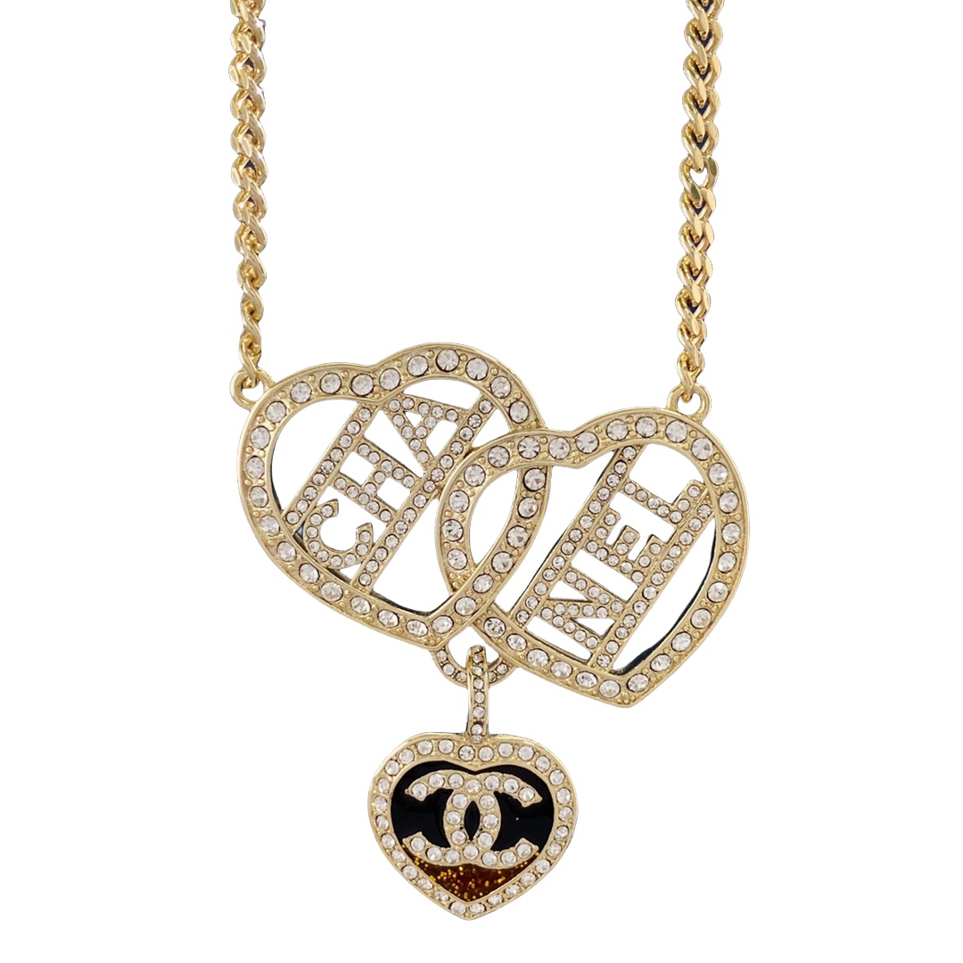 CCN127 Full crystal diamond heart pendant necklace - ccfashionjewelry