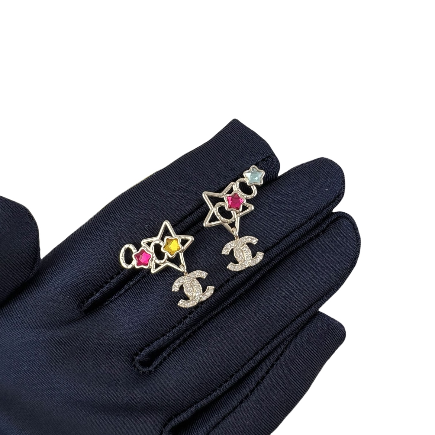 CCE263 Chanel Colored crystal star cc logo earring - ccfashionjewelry
