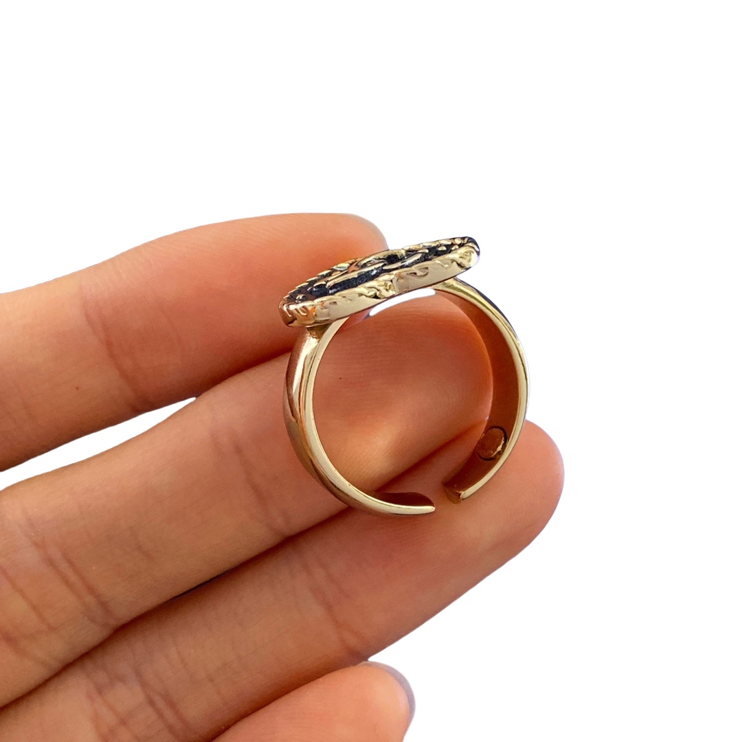 CCR054 Chanel Denim texture heart Ring - ccjewelryacc