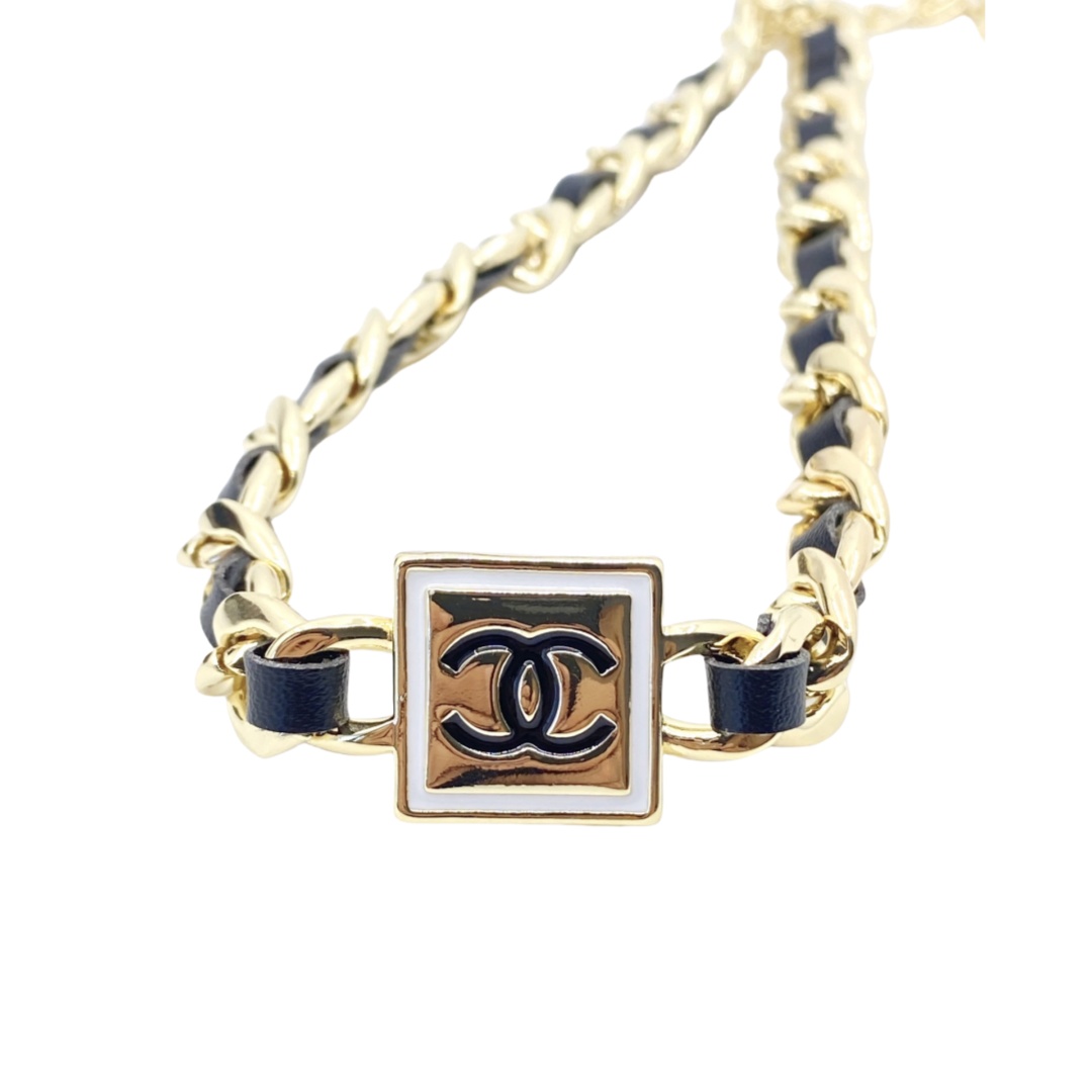 CCT001 Chanel leather choker and earrings - ccjewelryacc