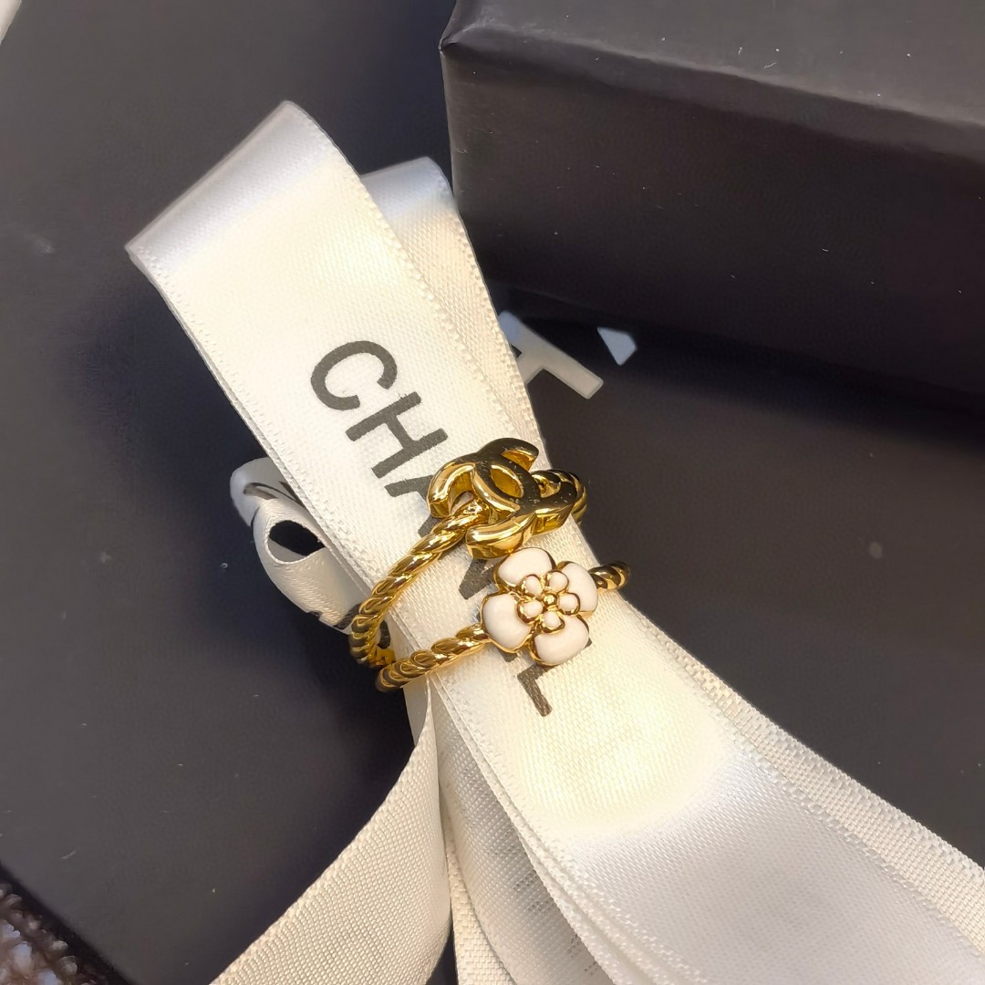 CCR007 Chanel Flower CC Ring set of 2 - ccjewelryacc