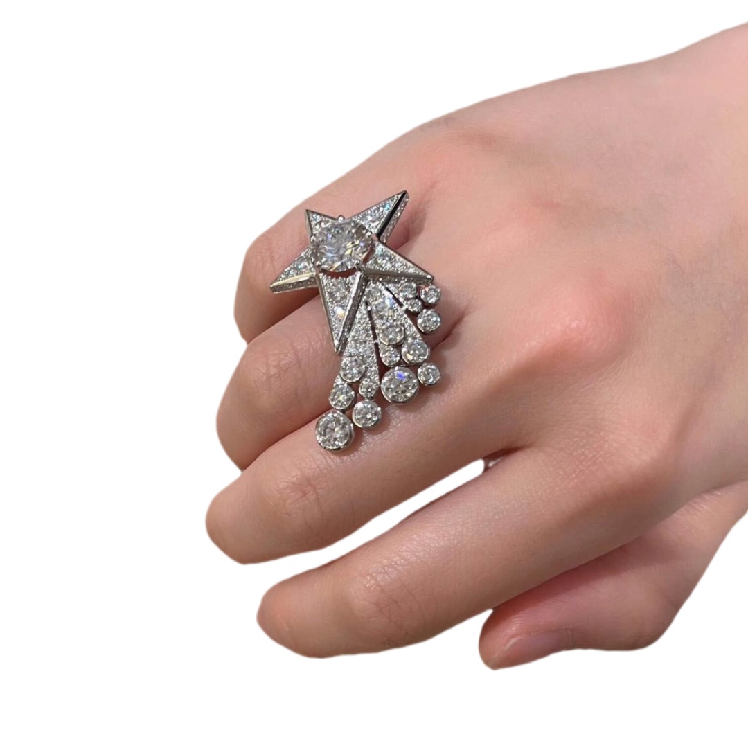 CCRS015 18K White Gold and diamond Comète Géode ring - ccjewelryacc