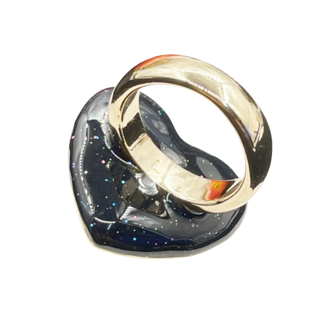 CCR035 Chanel gradient color Pink heart crystal RING - ccjewelryacc