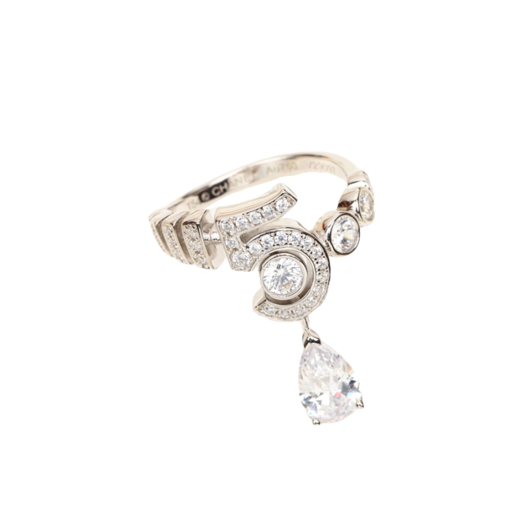 CCRS016 18K White Gold and diamond No 5 ring - ccfashionjewelry