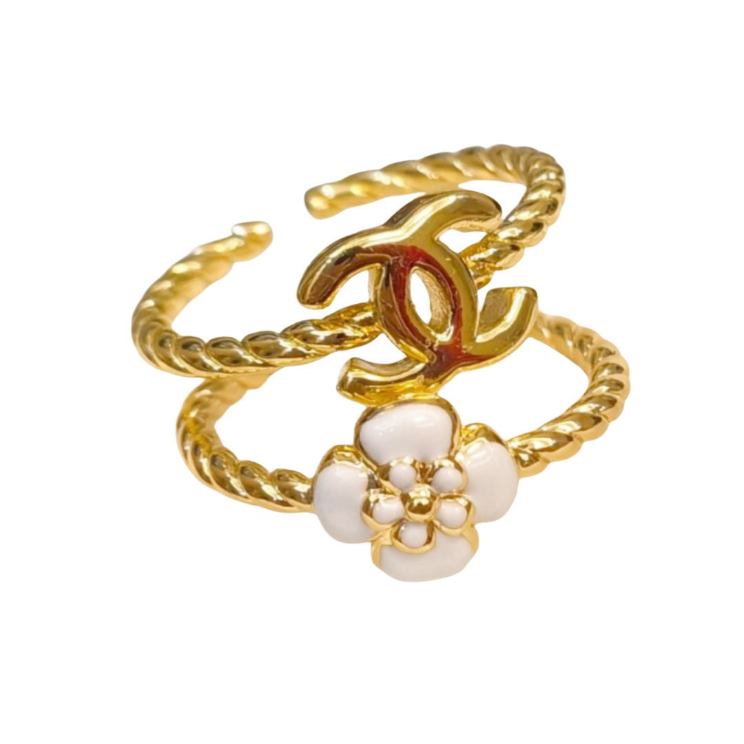 CCR007 Chanel Flower CC Ring set of 2 - ccjewelryacc