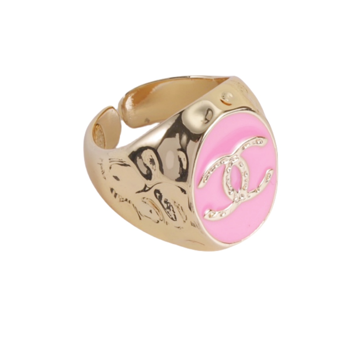 CCR012 Chanel Pink enamel Ring - ccjewelryacc