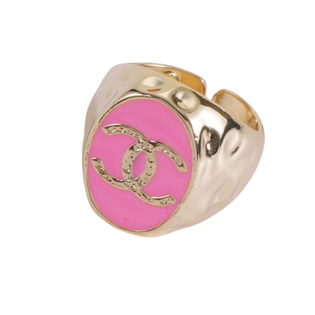CCR012 Chanel Pink enamel Ring - ccjewelryacc