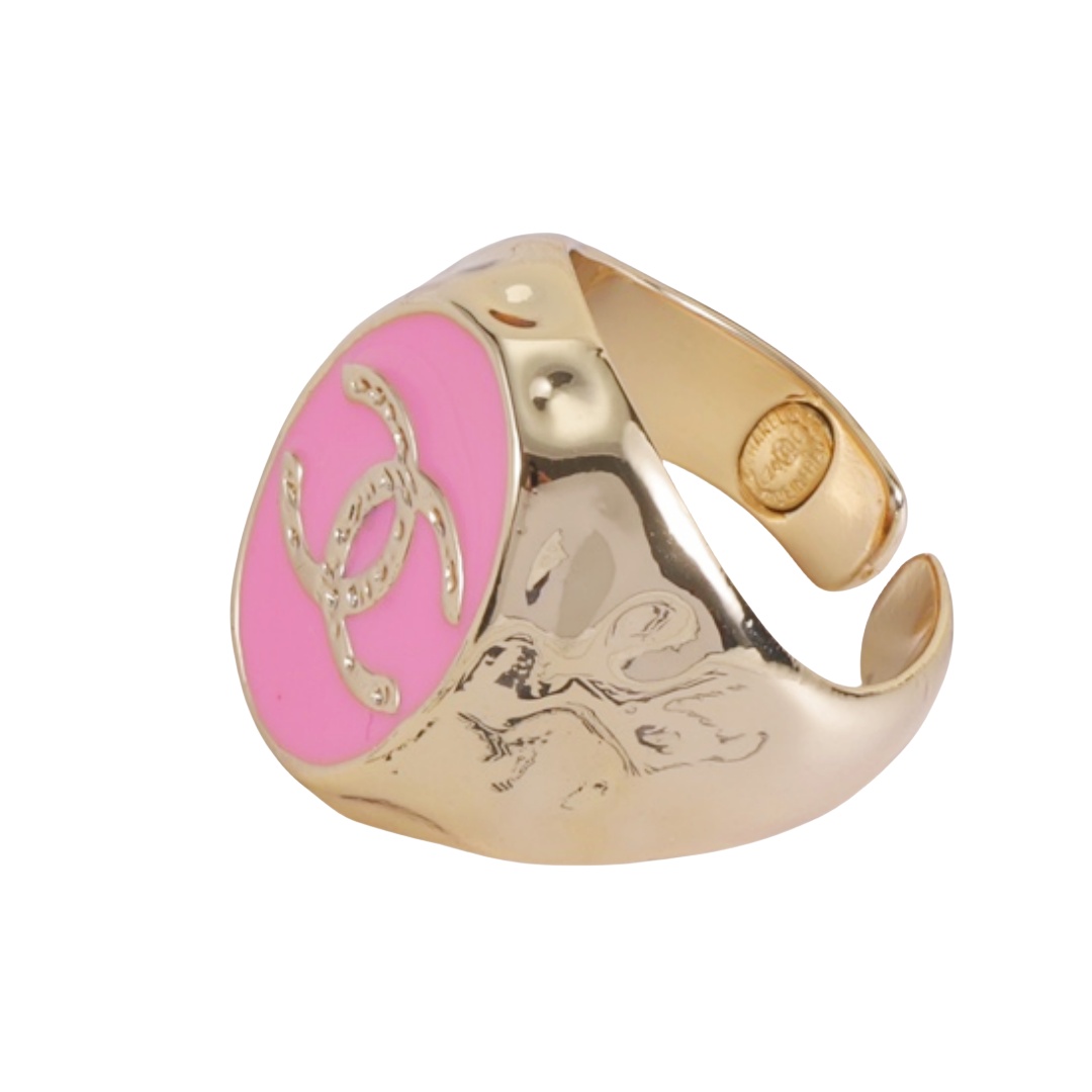 CCR012 Chanel Pink enamel Ring - ccjewelryacc