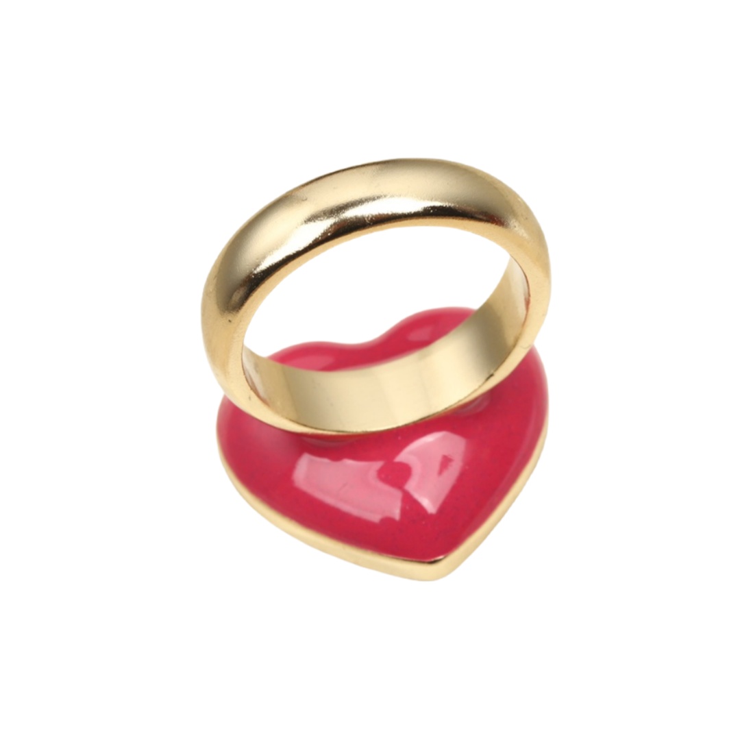CCR035 Chanel gradient color Pink heart crystal RING - ccjewelryacc