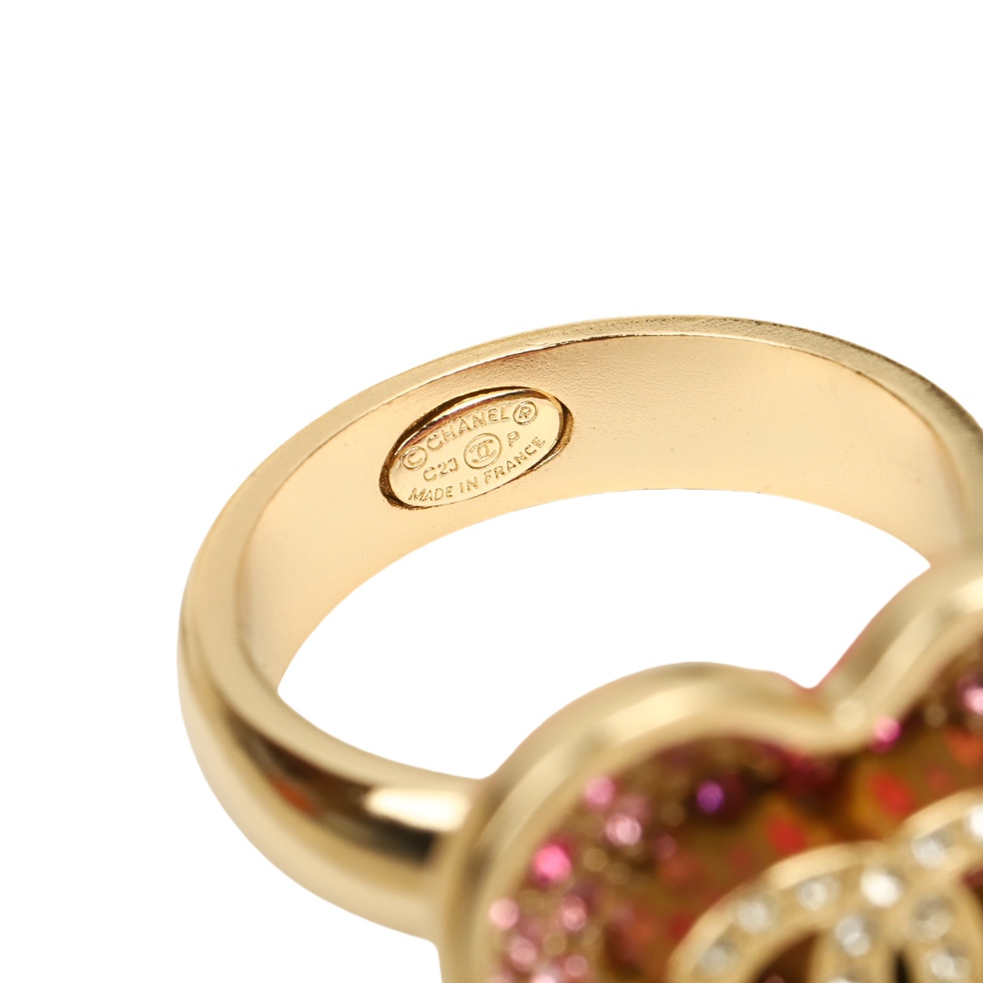 CCR035 Chanel gradient color Pink heart crystal RING - ccjewelryacc