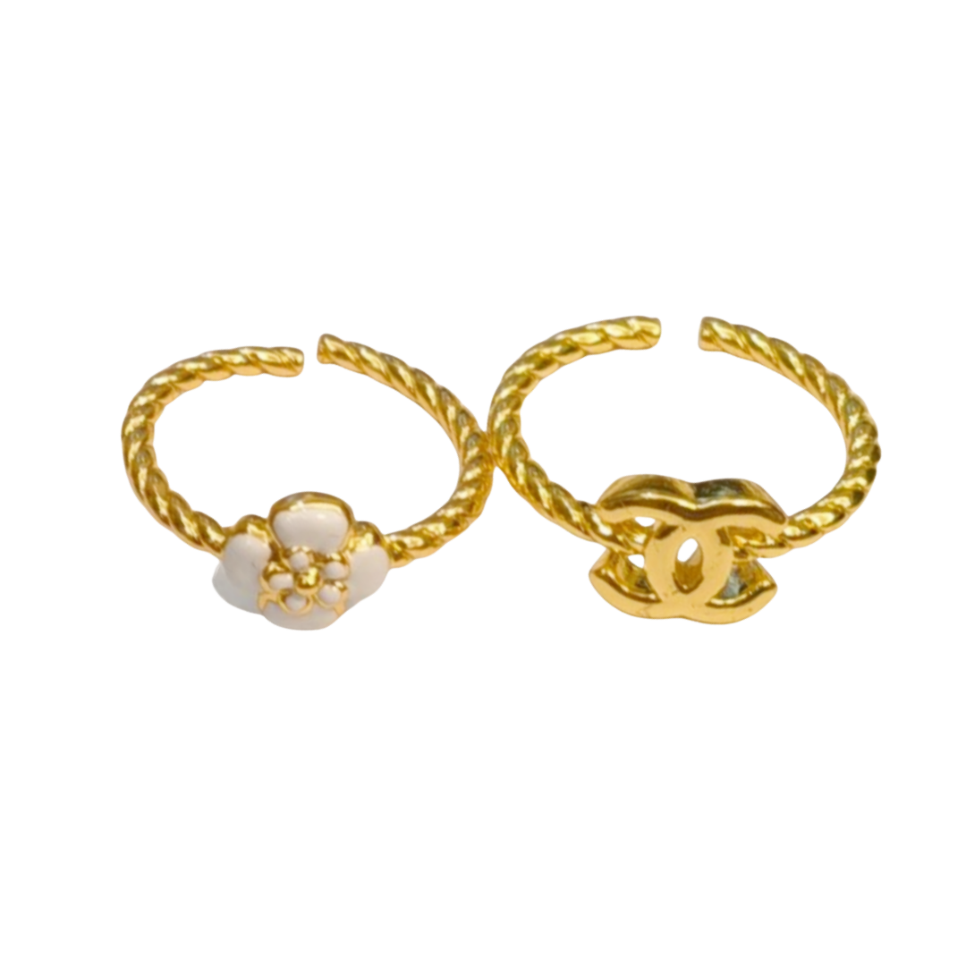 CCR007 Chanel Flower CC Ring set of 2 - ccjewelryacc