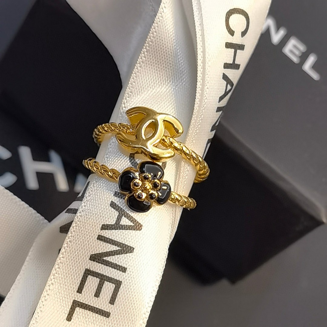 CCR007 Chanel Flower CC Ring set of 2 - ccjewelryacc