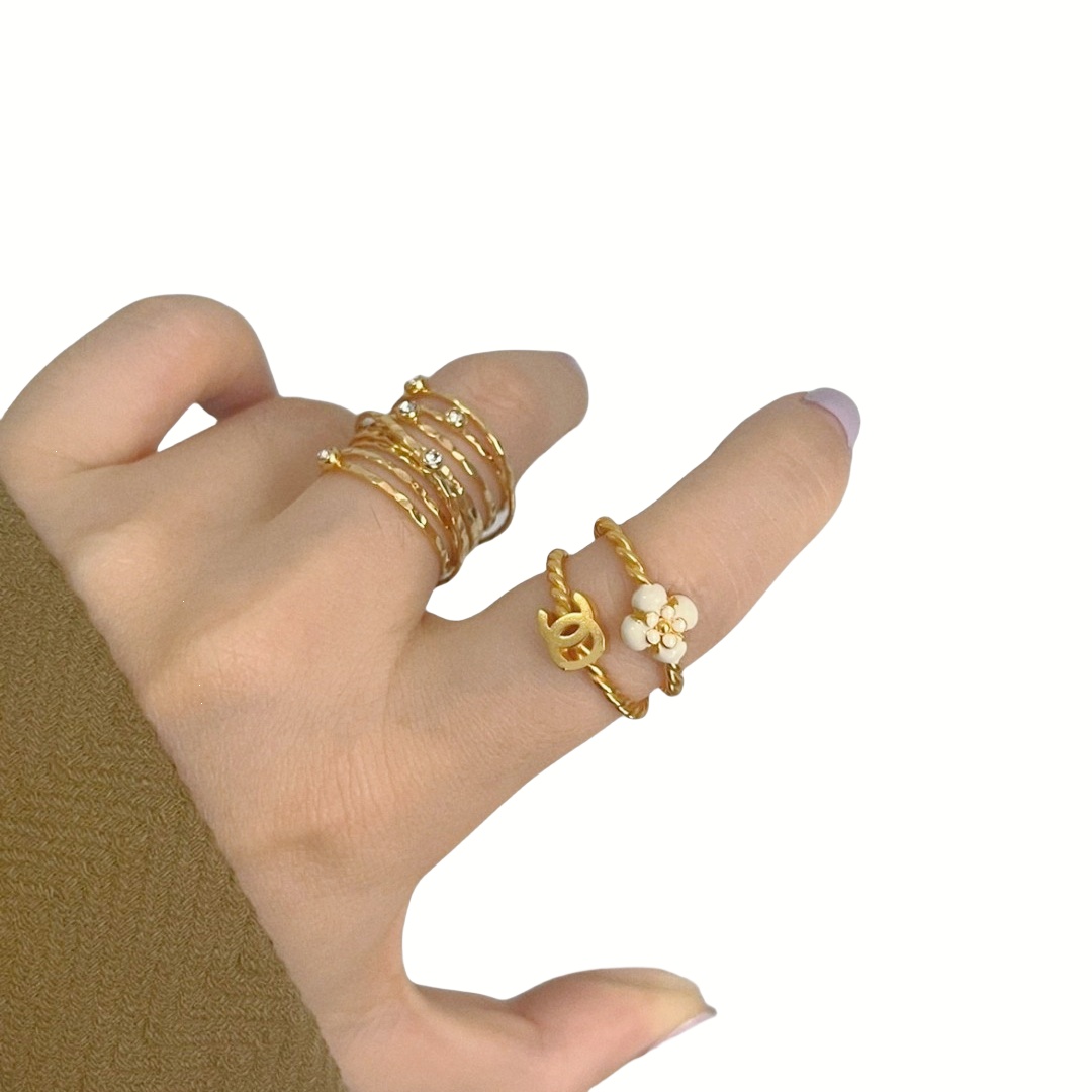 CCR007 Chanel Flower CC Ring set of 2 - ccjewelryacc