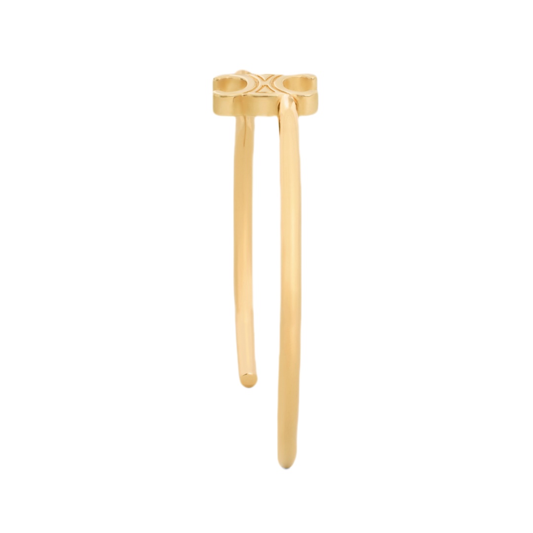 CLS004 Celine Triomphe Asymmetric Cuff in Brass with Gold Finish - ccjewelryacc