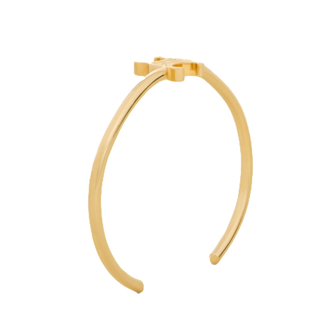 CLS004 Celine Triomphe Asymmetric Cuff in Brass with Gold Finish - ccfashionjewelry