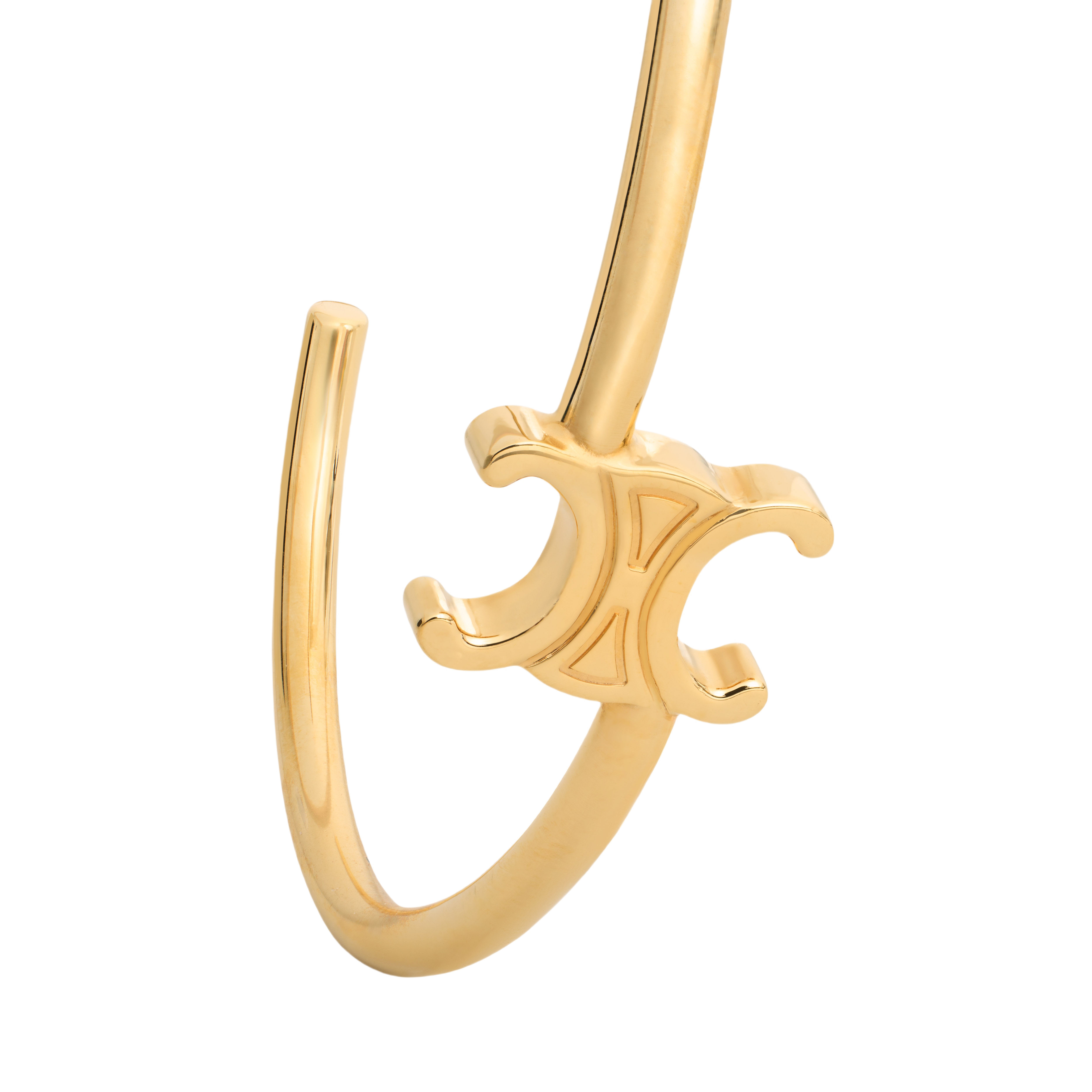 CLS004 Celine Triomphe Asymmetric Cuff in Brass with Gold Finish - ccfashionjewelry