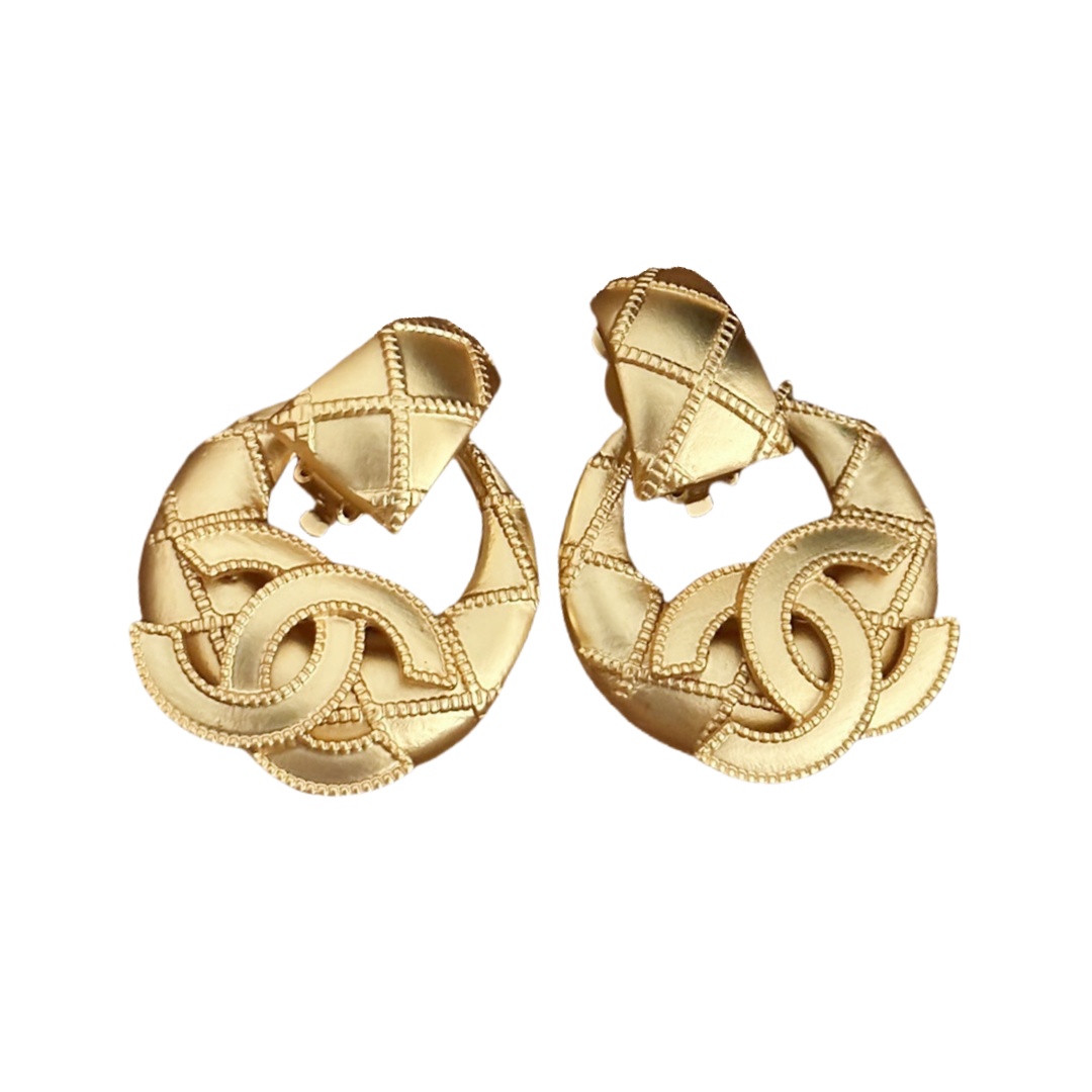 CCE731 Vintage Gold cc Earring Clip For Women - ccjewelryacc