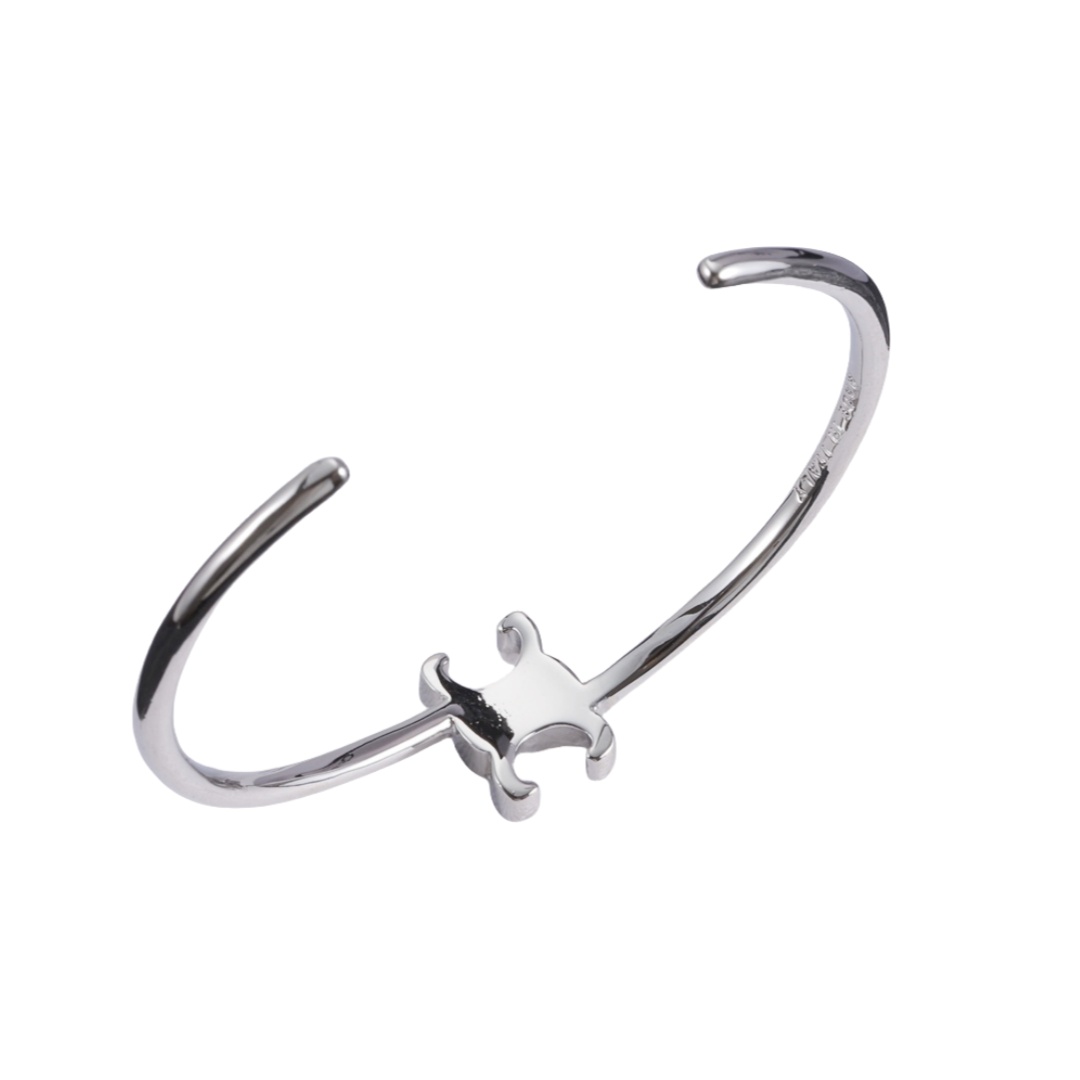 CLS004 Celine Triomphe Asymmetric Cuff in Brass with Gold Finish - ccjewelryacc