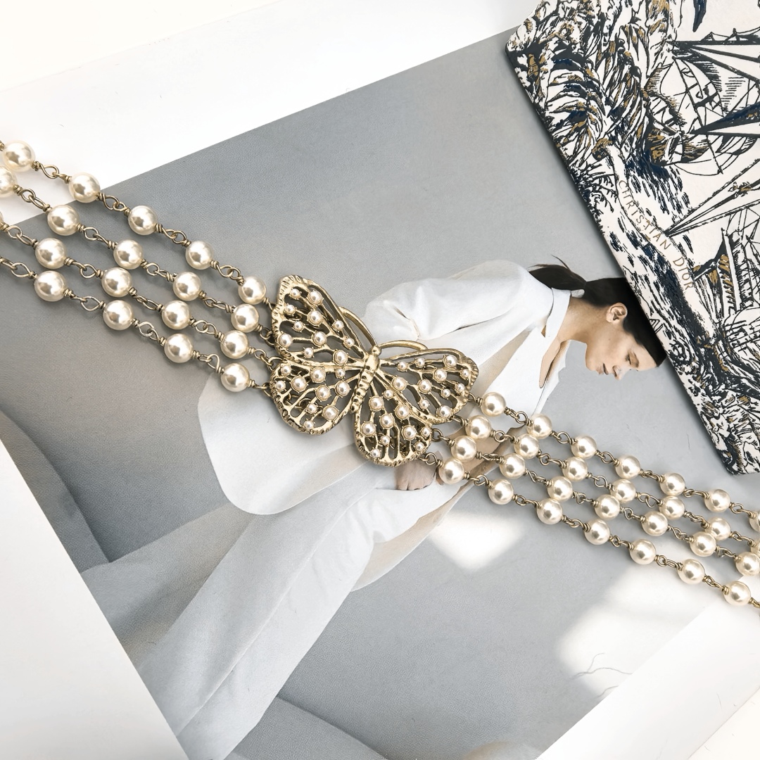 CDN064 Dior Toile de Jouy Papillon choker necklace - ccjewelryacc