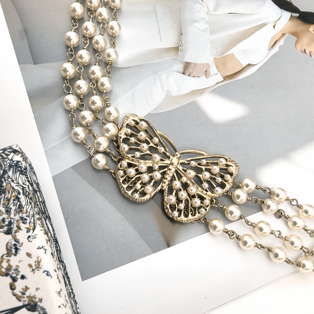 CDN064 Dior Toile de Jouy Papillon choker necklace - ccjewelryacc