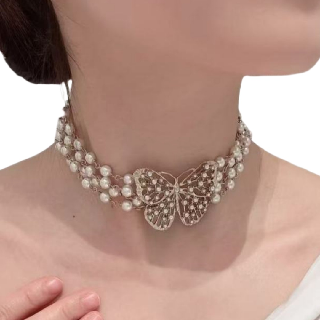 CDN064 Dior Toile de Jouy Papillon choker necklace - ccjewelryacc