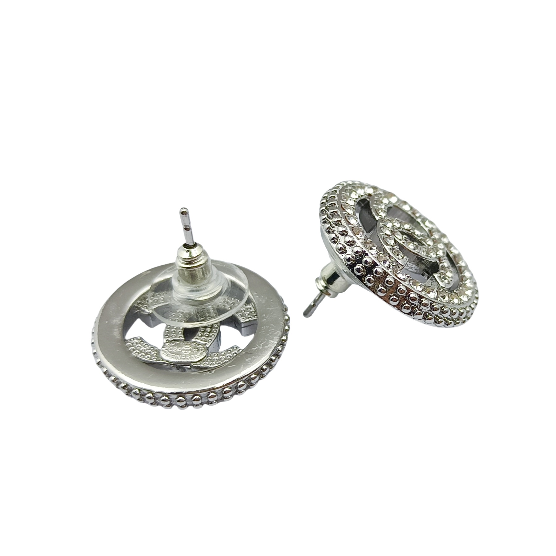 CCT043 Chanel silver metal crystal OT necklace bracelet earring set - ccjewelryacc