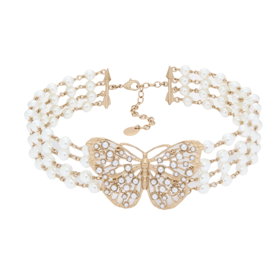 CDN064 Dior Toile de Jouy Papillon choker necklace - ccjewelryacc