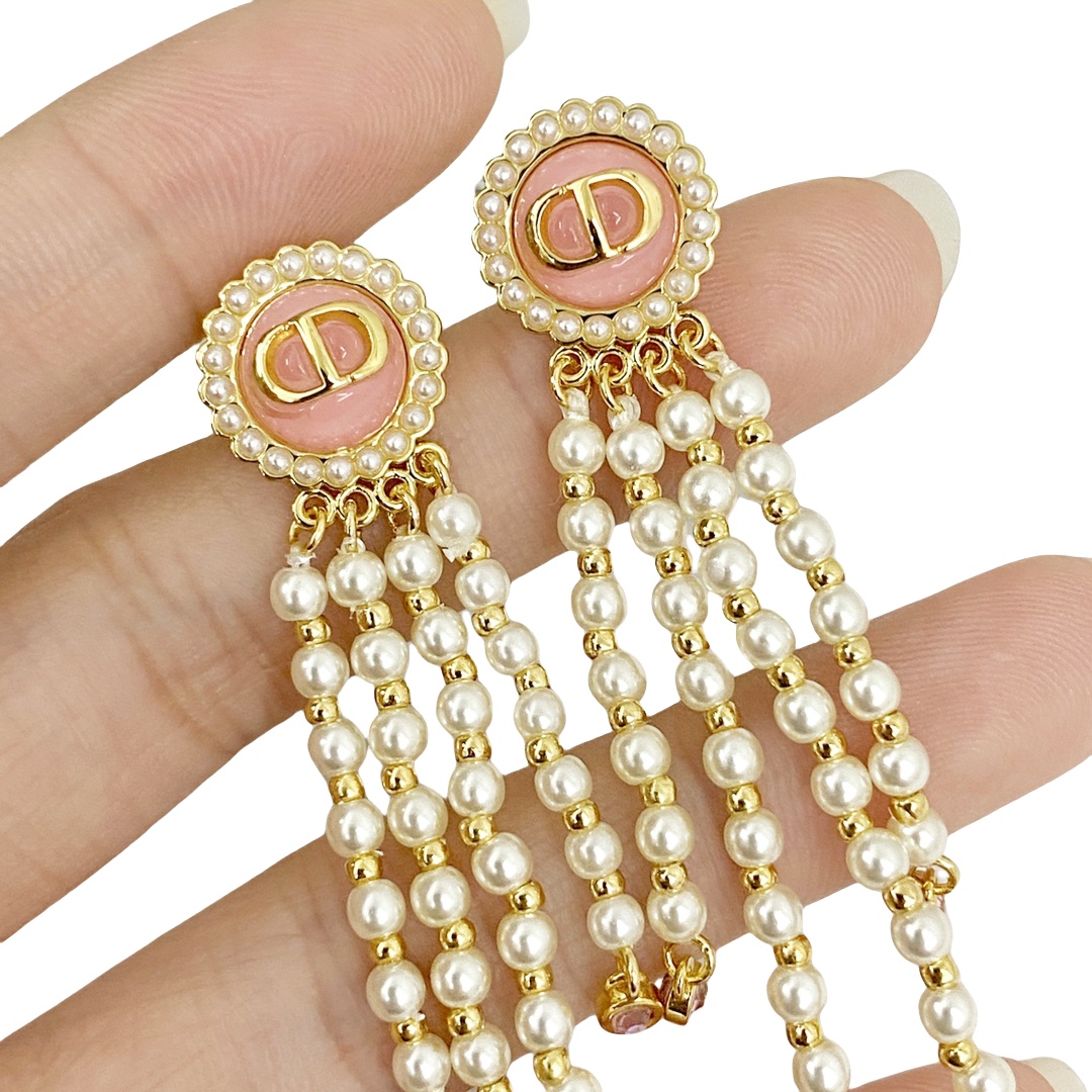 CDE283 CD Pearl tassel Earrings - ccjewelryacc