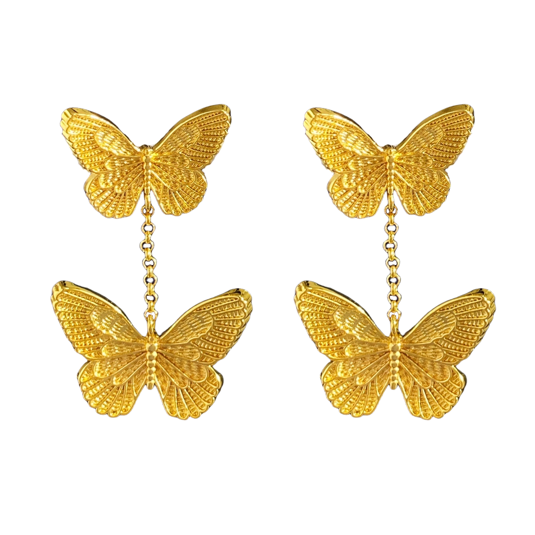 CDE171 Dior vintage double butterfly earrings - ccjewelryacc