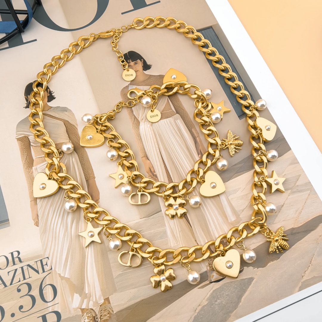 CDN062 Dior Lucky Dior choker necklace - ccjewelryacc