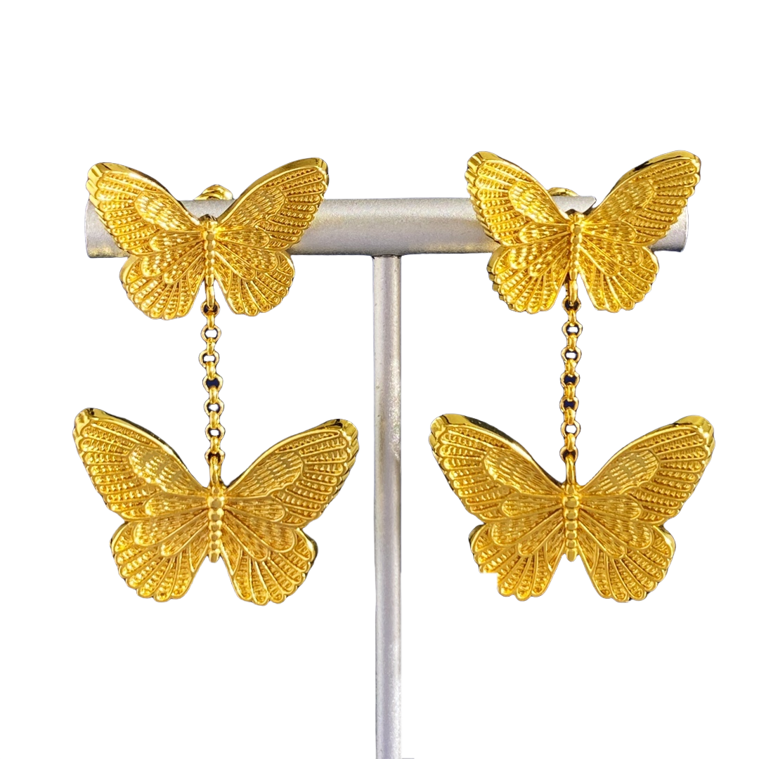 CDE171 Dior vintage double butterfly earrings - ccjewelryacc