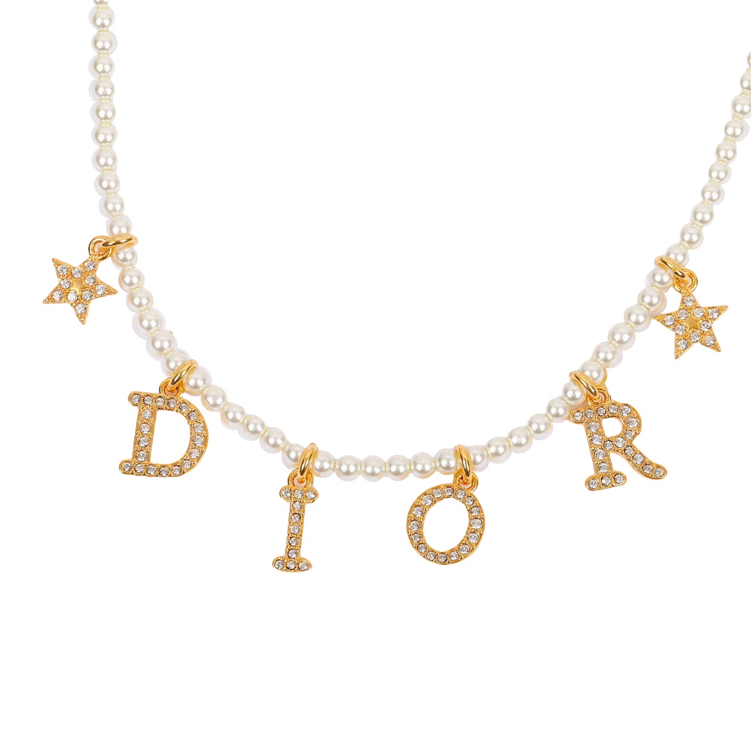 CDN031 Dior charms pearl choker necklace - ccjewelryacc