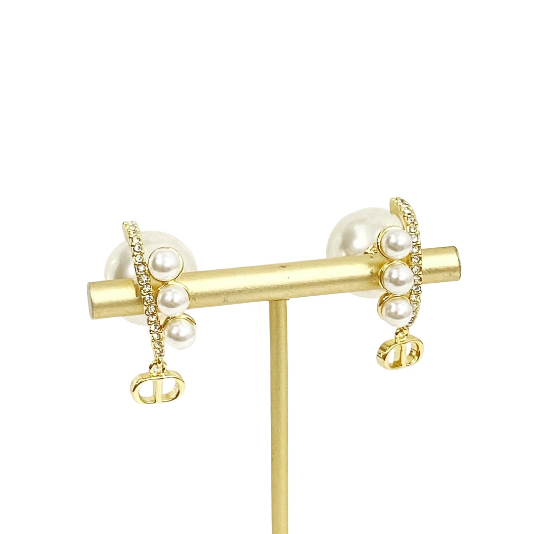 CDE167 Dior C pearl earrings - ccjewelryacc