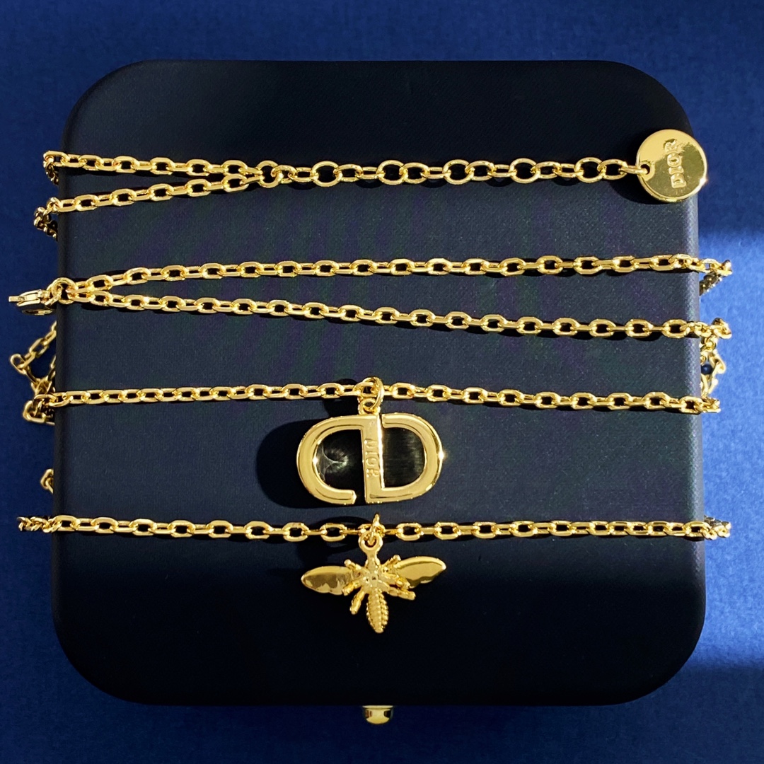 CDN054 Dior Petit CD bee necklace - ccjewelryacc