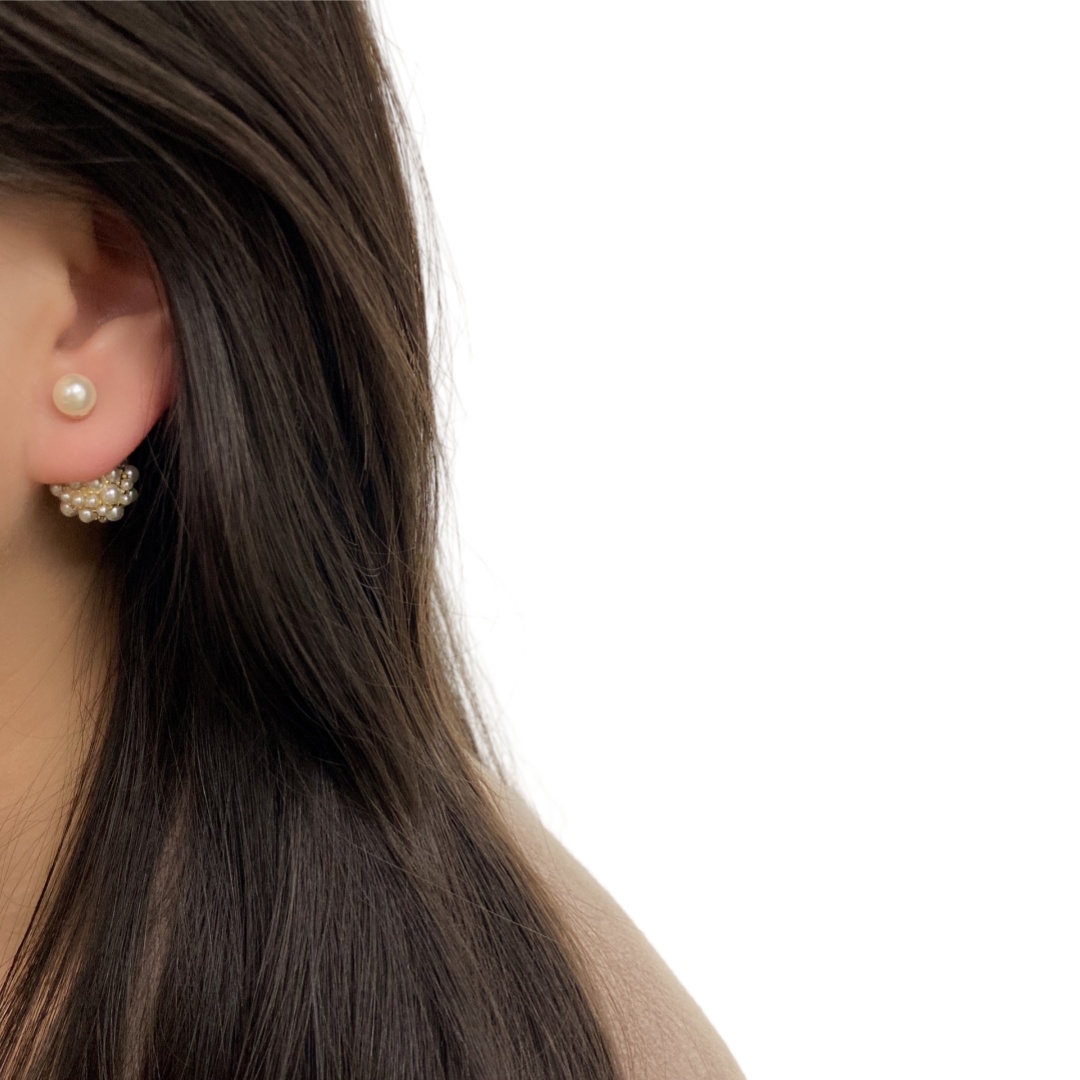 CDE178 Dior pearl flower ball earrings - ccjewelryacc