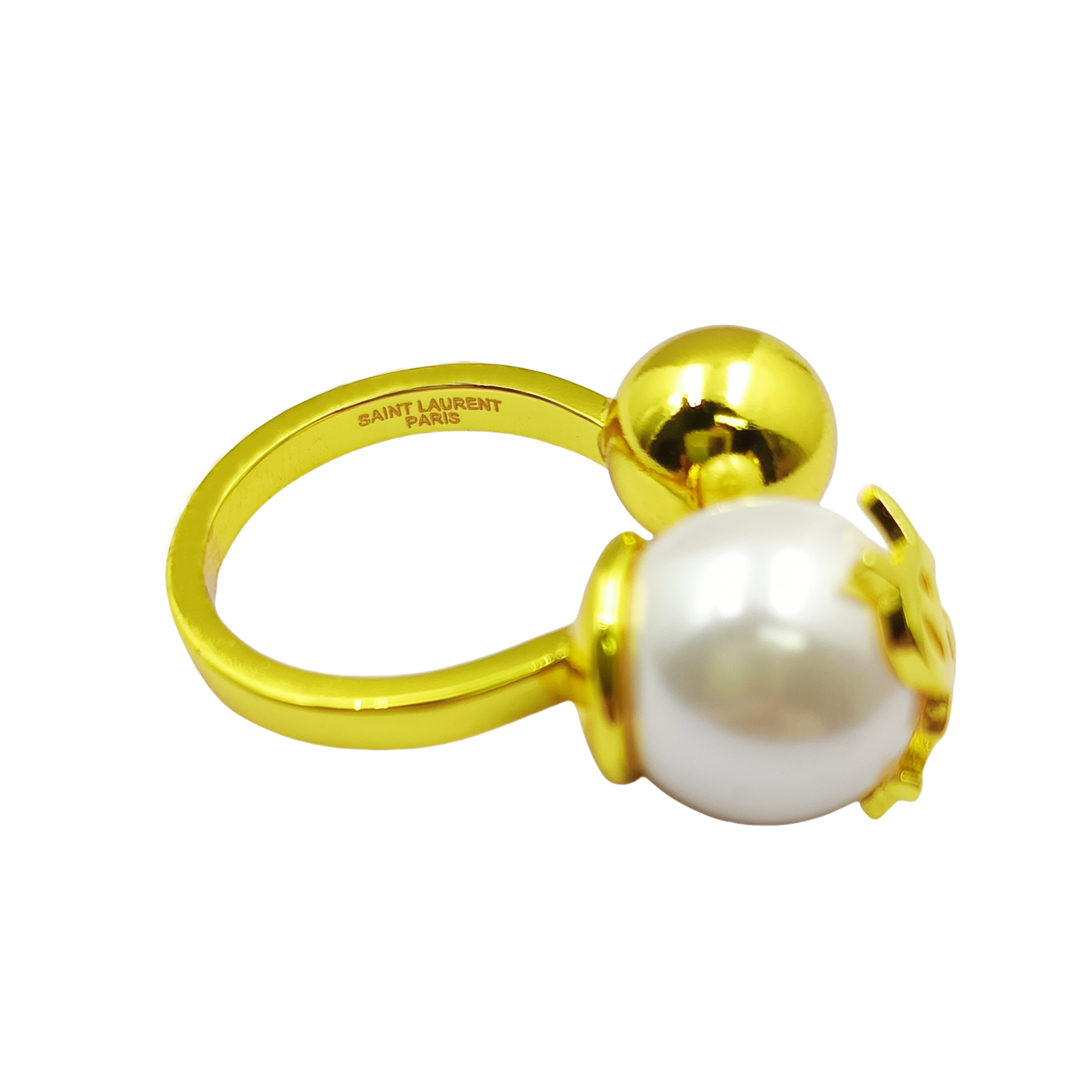 YYR002 Y OPEN RING WITH PEARL AND METAL BALL - ccjewelryacc
