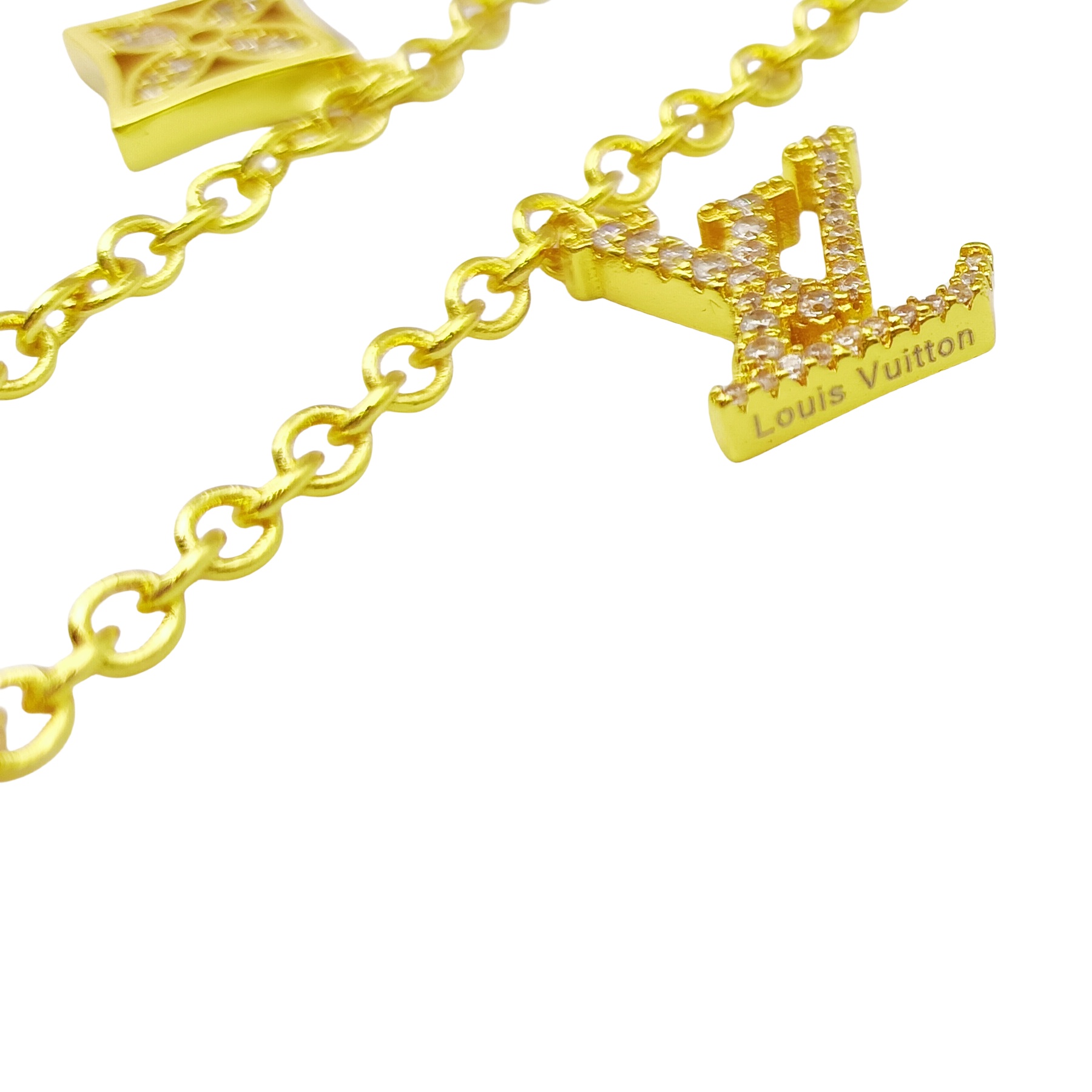 LVS021 LV Crystal Monogram charms Bracelet - ccjewelryacc