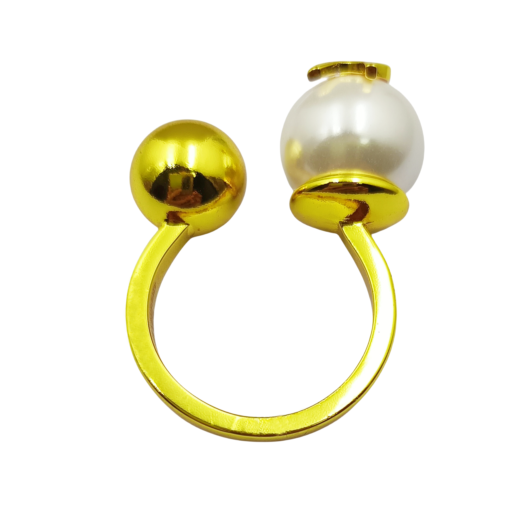 YYR002 Y OPEN RING WITH PEARL AND METAL BALL - ccjewelryacc