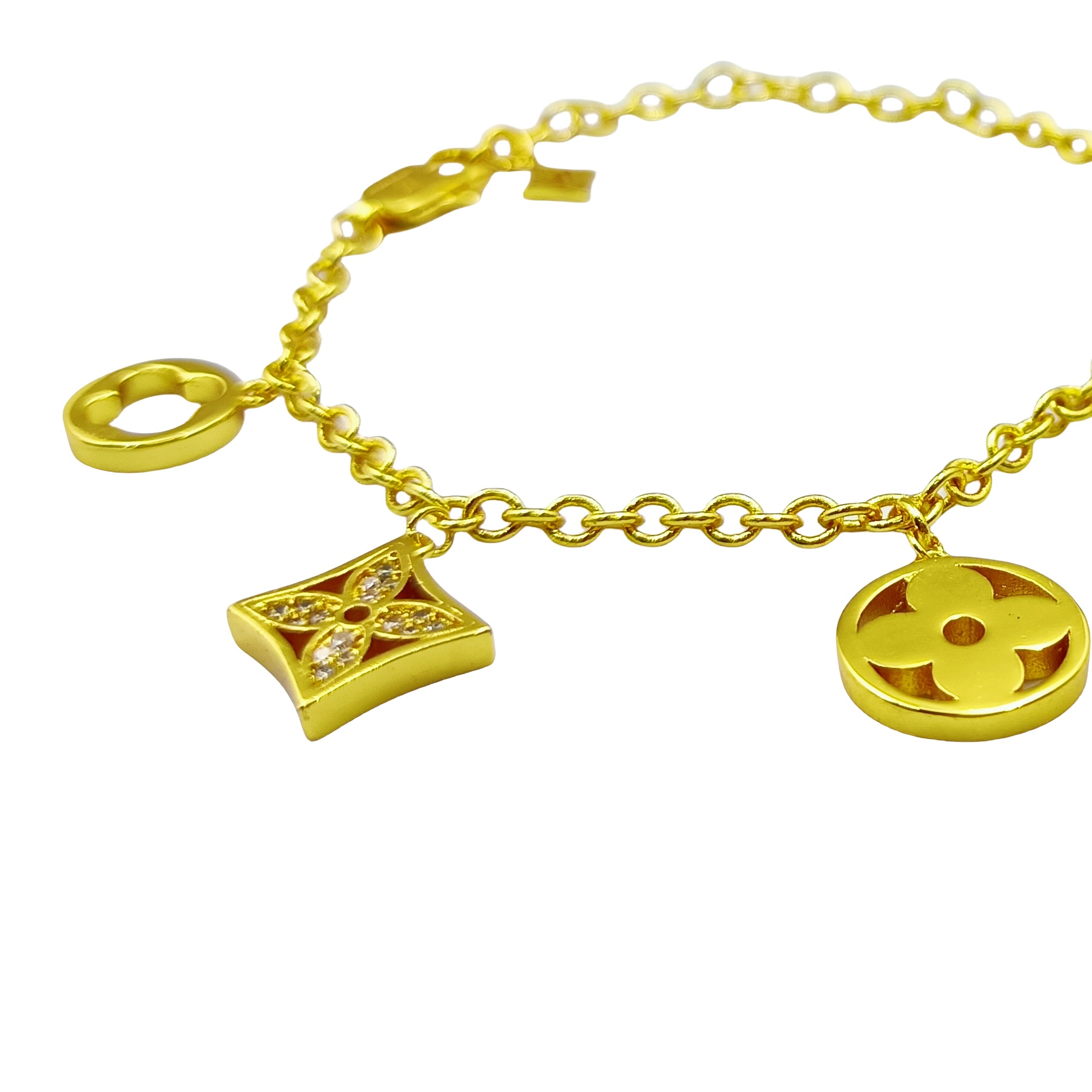 LVS021 LV Crystal Monogram charms Bracelet - ccjewelryacc