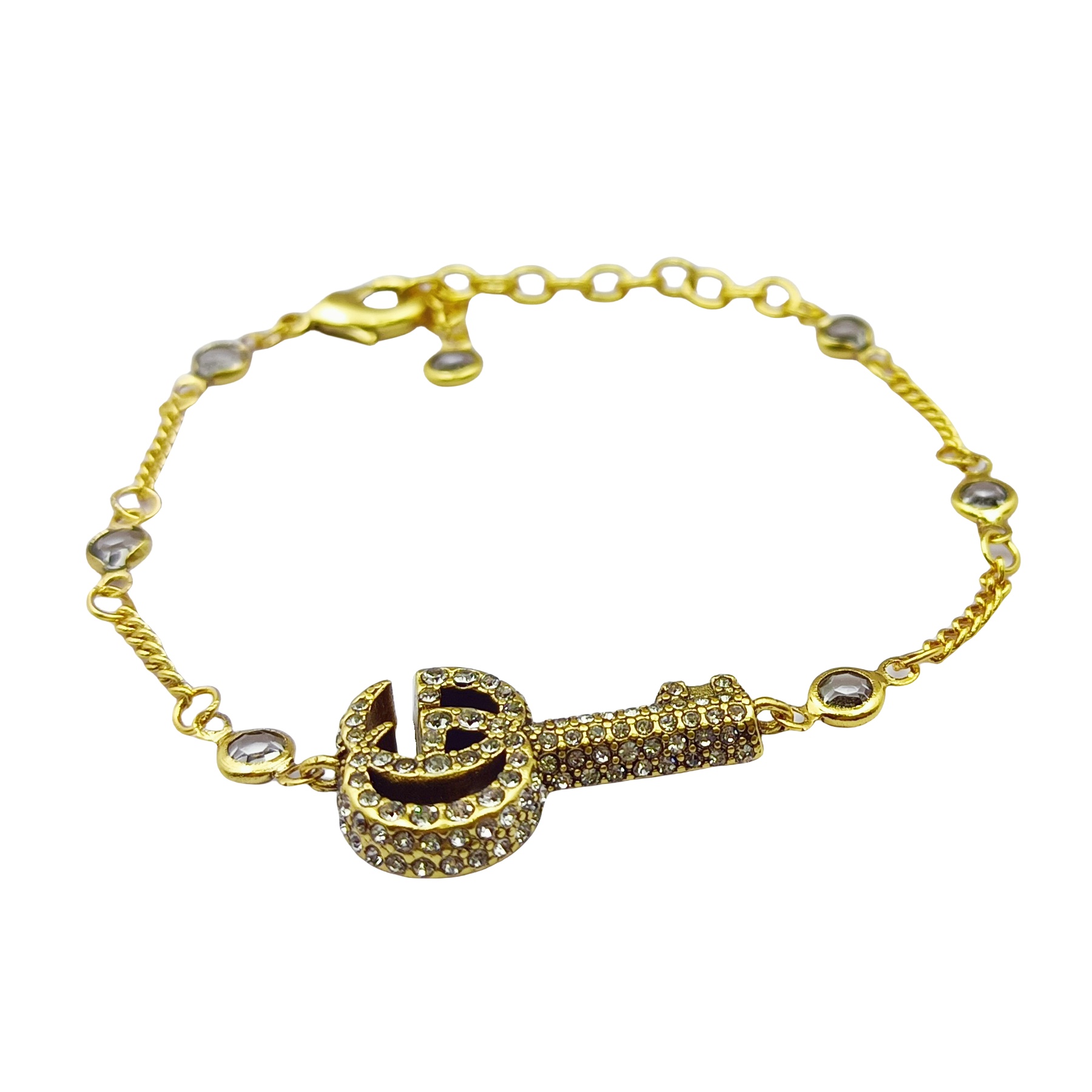 GGS051 Gucci Double G key bracelet with crystals - ccjewelryacc