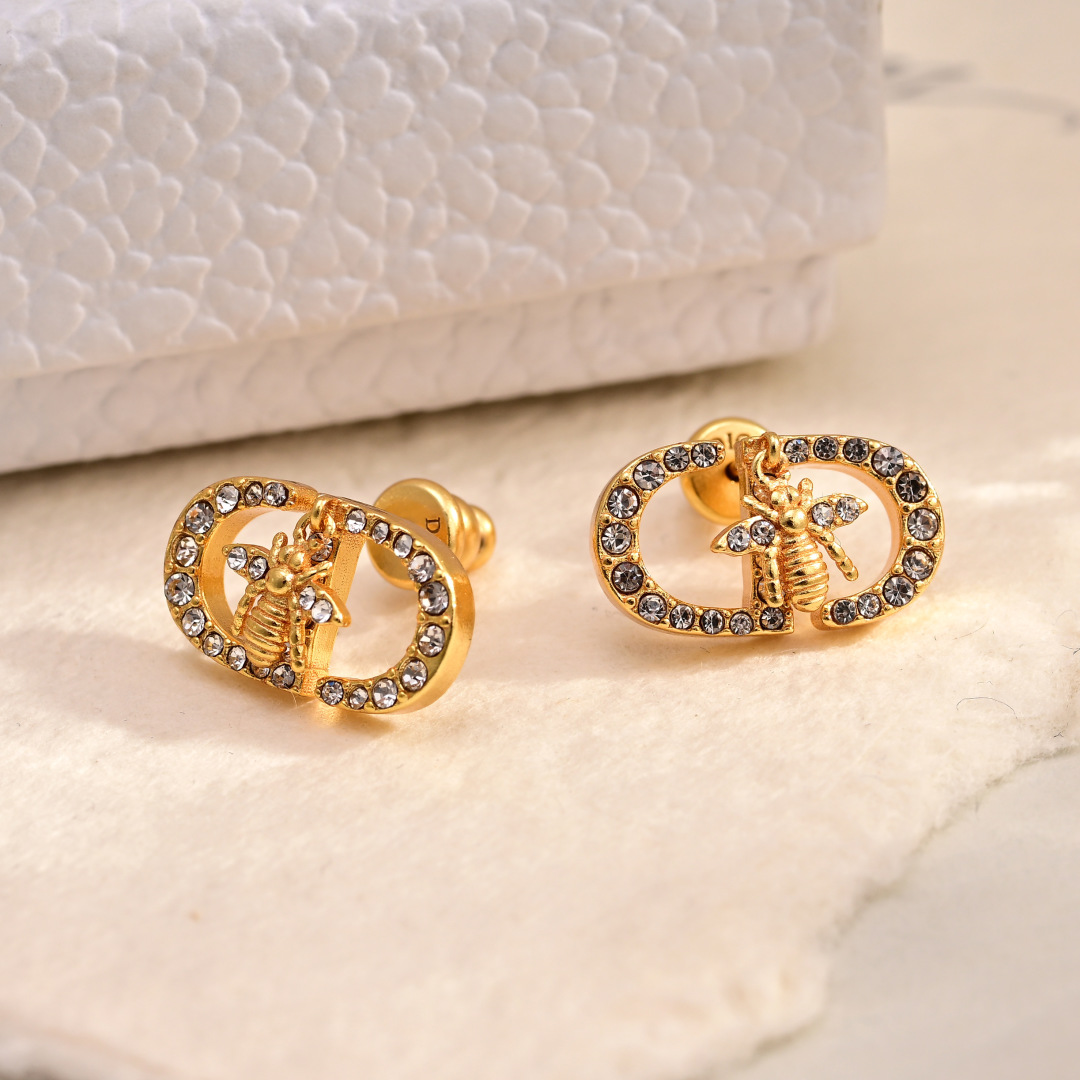 CDE172 Dior Petit CD Bee stud earrings - ccjewelryacc