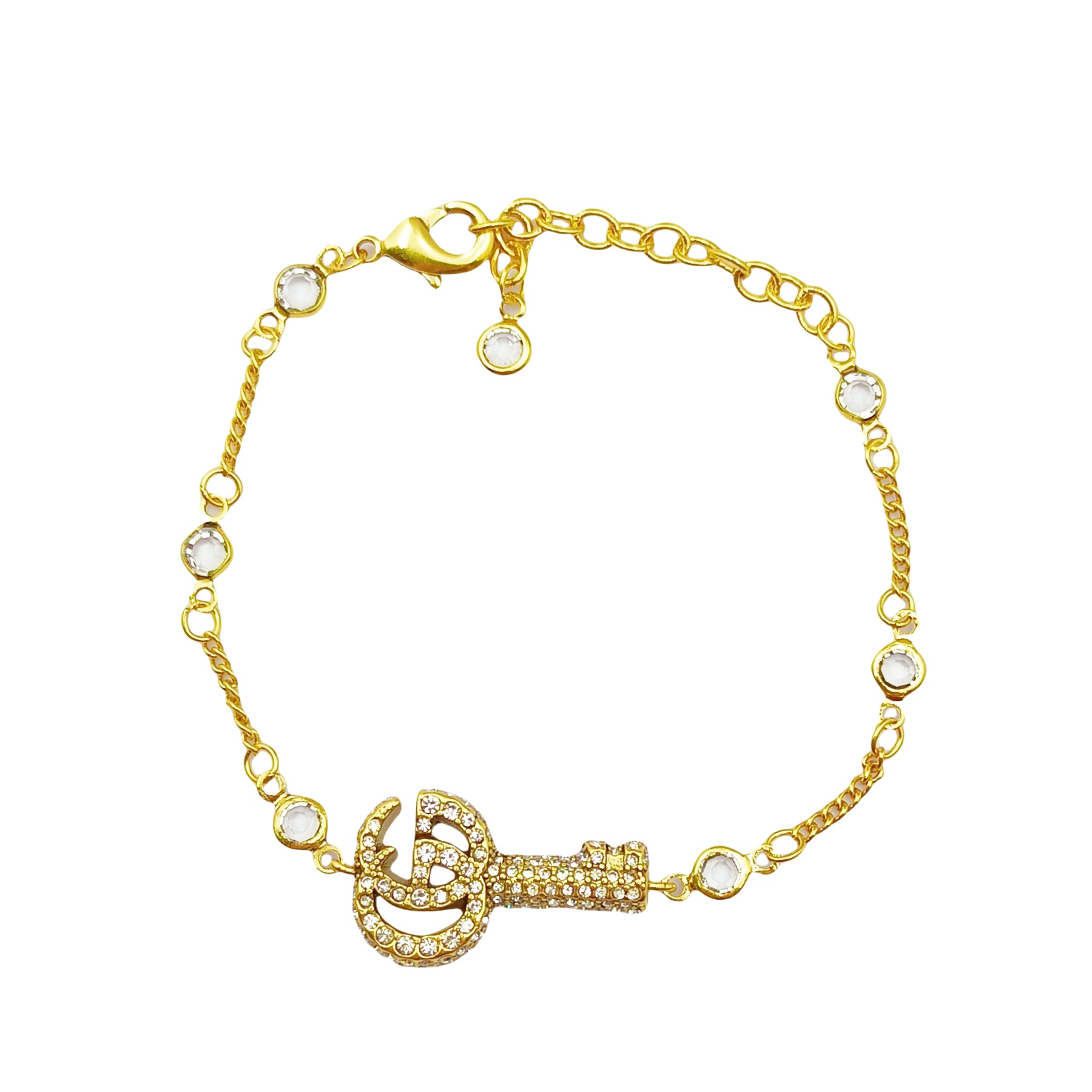 GGS051 Gucci Double G key bracelet with crystals - ccjewelryacc