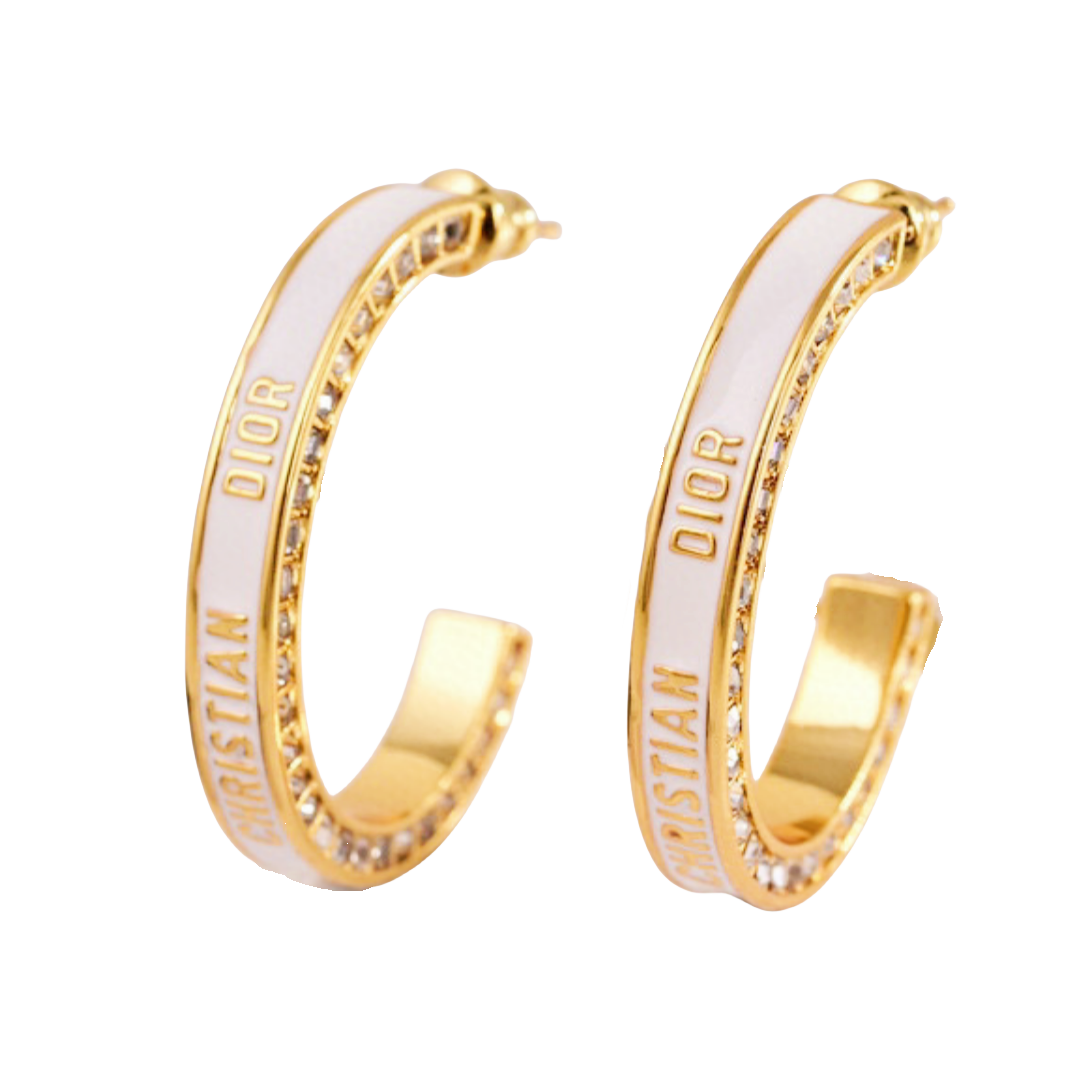 CDE086 Dior Night Code hoop earrings Large - ccjewelryacc