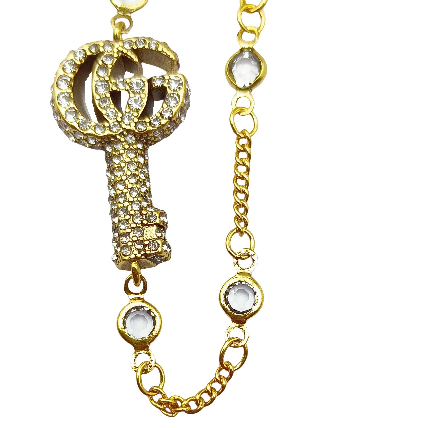 GGS051 Gucci Double G key bracelet with crystals - ccjewelryacc