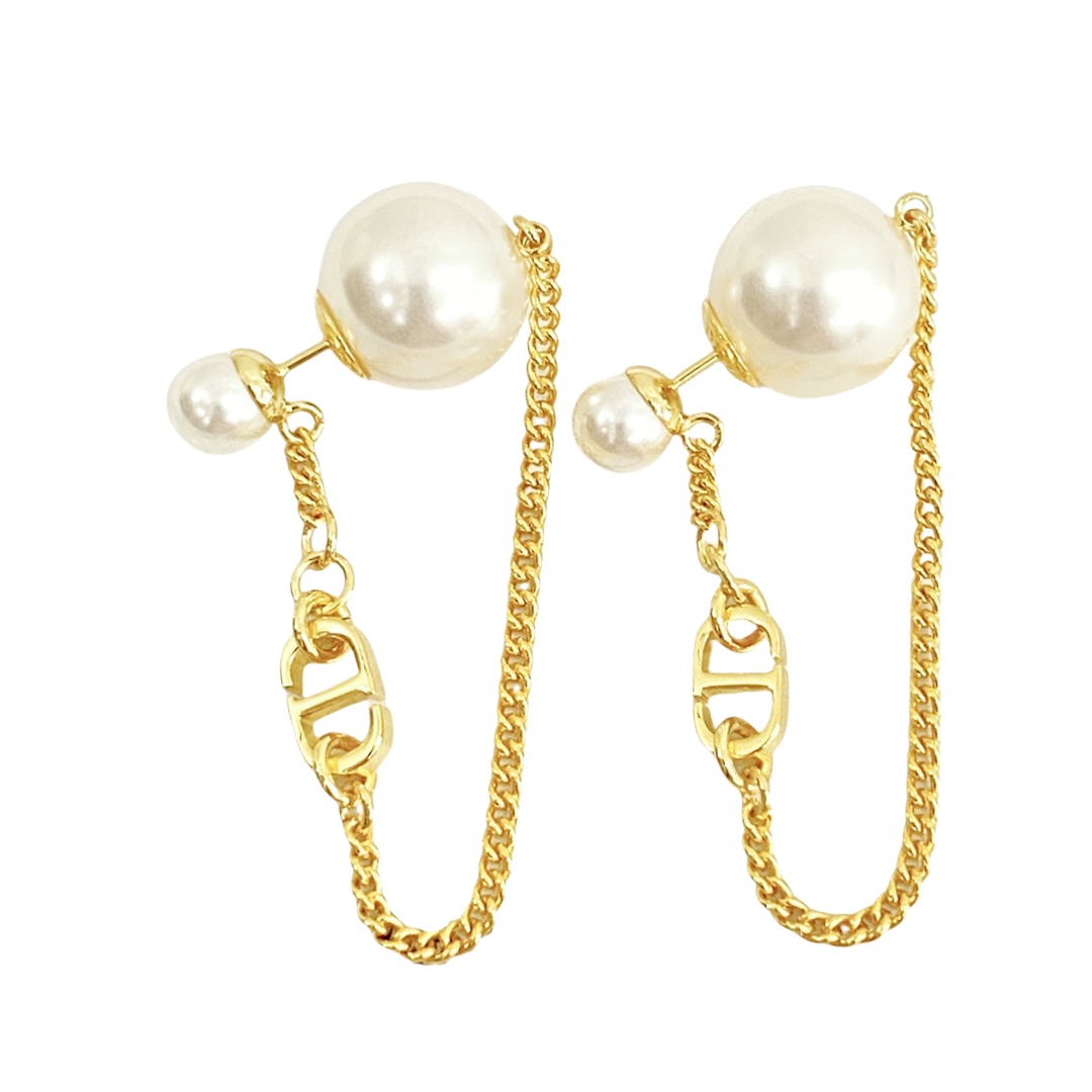 CDE210 Dior Tribales earrings with chain tassels - ccjewelryacc