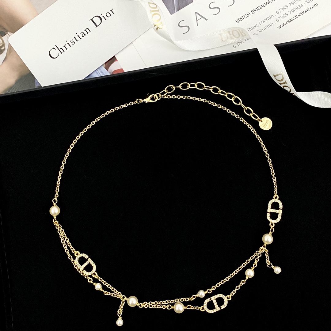 CDN067 Dior Petit CD chain choker necklace - ccjewelryacc